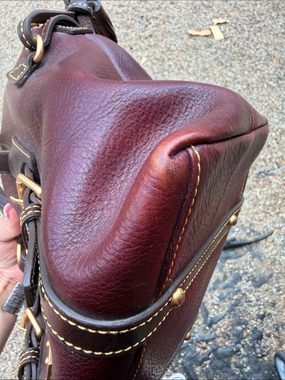 Dooney & Bourke Dark Brown Leather  Satchel with Gold Hardware